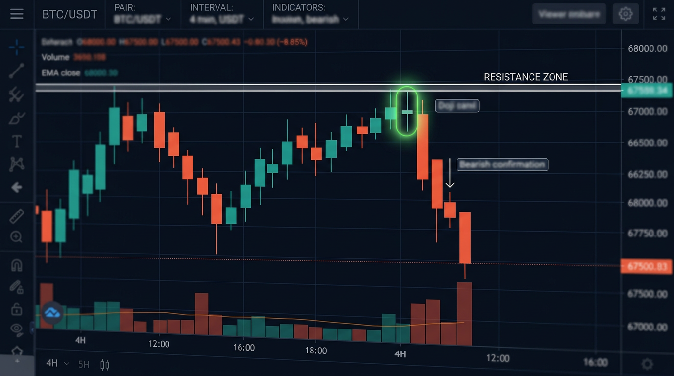 Doji with confirmation candlestick chart example